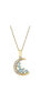 Swiss Blue Topaz (3/8 ct. t.w.) & White Topaz (1/6 ct. t.w.) Scatter Crescent Moon 18" Pendant Necklace in 14k Gold