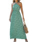 Women's Green Ditsy High Neck Sleeveless Maxi Beach Dress