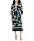 Women's Mixed-Print V-Neck Midi Dress