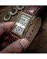 Фото #2 товара Часы и аксессуары PEUGEOT мужские 40x24 мм Золотые Большие с кожаным ремешком