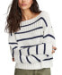 ფოტო #1 პროდუქტის Women's Cotton Striped Boat-Neck Sweater