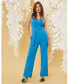 Фото #4 товара Women's Square-Neck Belted Jumpsuit