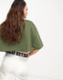 Фото #3 товара COLLUSION cropped varsity boxy t-shirt in khaki