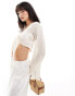 Wednesday's Girl crochet tie front crop top in cream