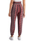 Juniors' Printed High-Rise Smocked-Waist Joggers