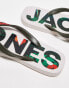 Jack & Jones flip flops with floral logo in green