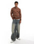 Brave Soul super soft touch relaxed fit stripe jumper in brown