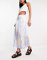 Only satin slip midi skirt in pastel tie dye