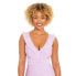 Фото #4 товара Time and Tru One Piece Swimsuit Women’s Size 1X Pink Ruffle V-Neck Sleeveless