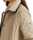 Petite Faux-Sherpa-Collar Quilted Coat