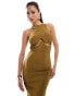 Фото #2 товара ASOS DESIGN bandage under bust cut out detail racer midi dress in bronze