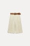 LINEN BLEND LONG BERMUDA SHORTS WITH BELT