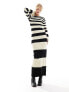 Фото #3 товара Pretty Lavish striped slash neck midaxi dress in black and beige