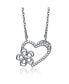 ფოტო #1 პროდუქტის Sterling Silver Cubic Zirconia Heart Shape With Flower Paved Pendant