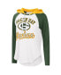 Фото #2 товара Women's White Green Bay Packers MVP Raglan Hoodie Long Sleeve T-shirt