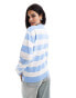 Tommy Jeans large logo sweatshirt in blue and white stripe