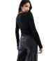 New Look square neck long sleeve top in black