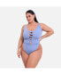 ფოტო #2 პროდუქტის Plus Size Marina Caged Swimsuit - Sky Blue