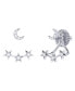 Star Trio Crescent Design Silver Diamond Stud Women Earring