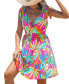 Фото #1 товара Women's Tropical Print Knotted Strap Mini Beach Dress