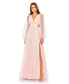 ფოტო #1 პროდუქტის Women's Tulle Puff Sleeve Cut Out Lace Up A Line Gown