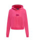 ფოტო #4 პროდუქტის Women's Pink Kansas City Chiefs Triple Pink Cropped Fleece Pullover Hoodie