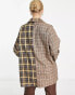 Reclaimed Vintage mixed check shirt in brown