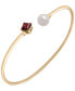 Cultured Freshwater Pearl (7mm) & Rhodolite (5/8 ct. t.w.) Wire Cuff Bangle Bracelet in Gold Vermeil, Created for Macy's