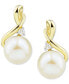 ფოტო #2 პროდუქტის Cultured Freshwater Pearl (7mm) & Diamond Accent Drop Earrings in 10k Gold