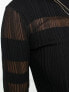 River Island sheer panel long sleeve top in black