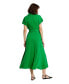 ფოტო #2 პროდუქტის Women's Crepe Collared Short Sleeve Belt Detail Midi Dress