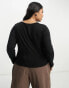 Yours Exclusive keyhole detail long sleeve top in black