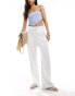 Фото #1 товара Hollister adjustable waist linen baggy trousers in white