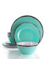 Turquoise 12 Piece Lightweight Melamine Dinnerware Set, Service for 4