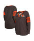 ფოტო #1 პროდუქტის Women's Brown Cleveland Browns Lace-Up Notch Neck Long Sleeve T-shirt