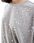 ASOS DESIGN crystal embellished oversized t-shirt in grey