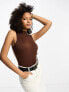 Stradivarius seamless body with open back in brown