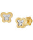 Children's Diamond Accent Butterfly Button Stud Earrings in 14k Gold