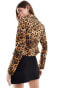 Miss Selfridge poplin fitted shirt in animal print