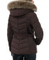 Фото #2 товара Women's Belted Faux-Fur-Trim Hooded Puffer Coat