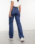 Weekday Rowe extra high waist regular fit straight leg jeans in nobel blue