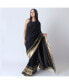 ფოტო #4 პროდუქტის Women's Black Silk Pre-Stitched Saree with Jacquard Weave Border and Hand Embroidered Blouse