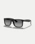 Ray-Ban justin classic square polarised sunglasses in black with grey lens in black