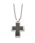 Brushed Black IP-plated Cross Pendant Ball Chain Necklace