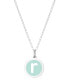 Фото #34 товара Auburn Jewelry mini Initial Pendant Necklace in Sterling Silver and Mint Enamel, 16" + 2" Extender