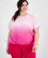 ფოტო #1 პროდუქტის Plus Size Ombre Short Sleeve Drawcord T-Shirt, Created for Macy's