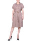 ფოტო #1 პროდუქტის Petite Short Sleeve Belted Utility Style Dress
