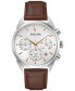 ფოტო #1 პროდუქტის Men's Chronograph High Precision Brown Leather Strap Watch 42mm