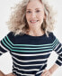 ფოტო #3 პროდუქტის Women's Striped 3/4-Sleeve Pima Cotton Top, Created for Macy's