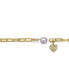 Sterling Silver 14K Gold Plated Genuine Freshwater Pearl and Cubic Zirconia Lobster Claw Link Bracelet